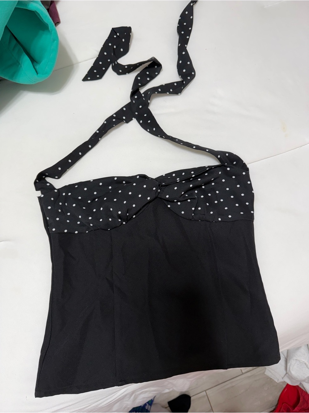 Black Polka Dot Halter tank  Top - Women's